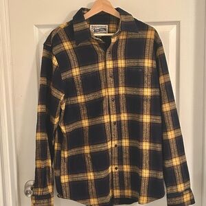 Schott Bros. Navy and Yellow Tartan Flannel Size Large